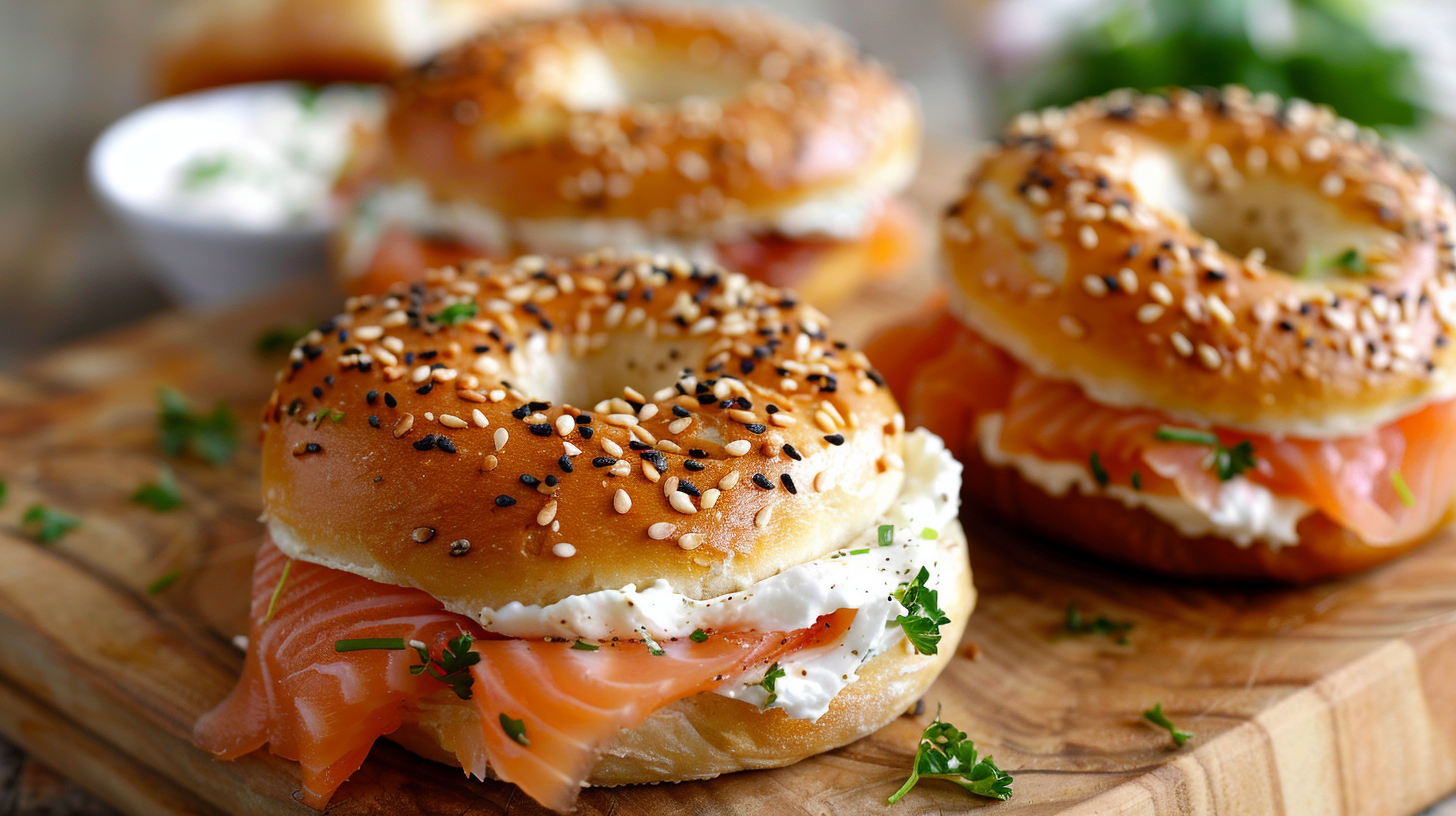 Smoked Salmon and Cream Cheese Bagels